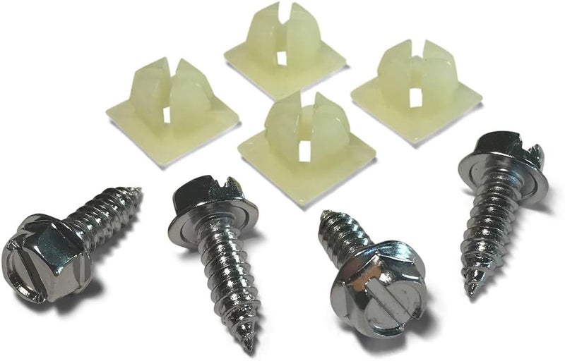 OttoSpeed License Plate Screw Kit - Chrome, OEM Style Fasteners with Nylon Screw Retainers for Mounting Front & Back License Plates on Cars, SUVs, Trucks - Rustproof, Self Tapping Bolts (Chrome Stainless Steel) - Image 1
